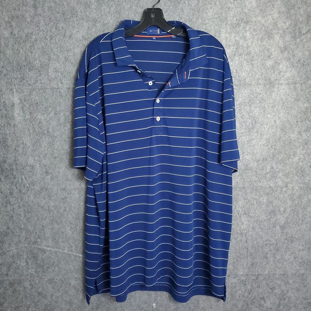 Stitch Golf Polo Shirt Men's Blue Size 2XL Striped Sports Logo Ruth Lake Outdoor